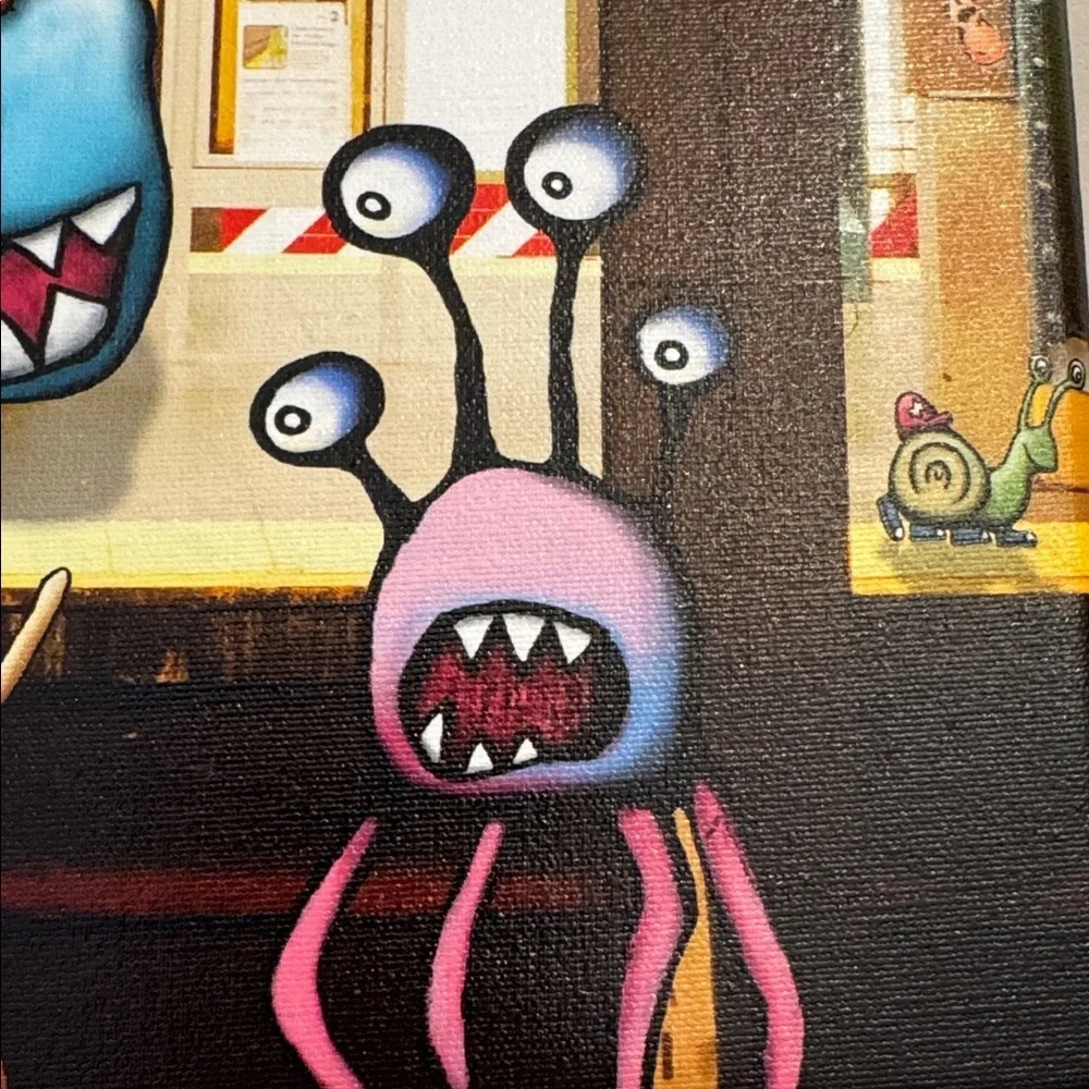 Kudu-Lah “Times Square” Signed Colorful Monster Art Canvas - Picture 3 of 5